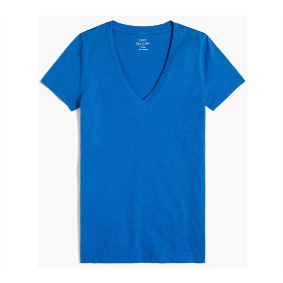 J.Crew Vintage Cotton V-neck Tee Cobalt Size Small - Picture 2 of 8